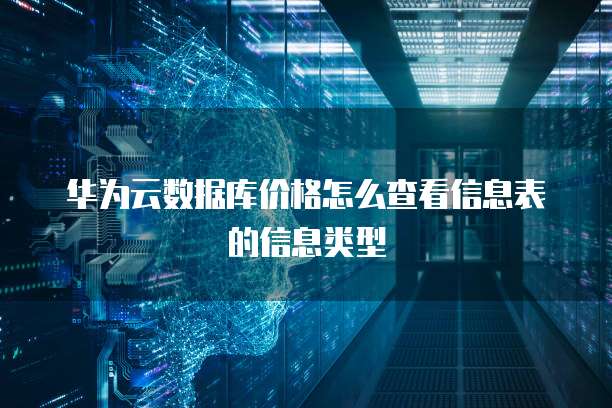 华为云数据库价格怎么查看信息表的信息类型