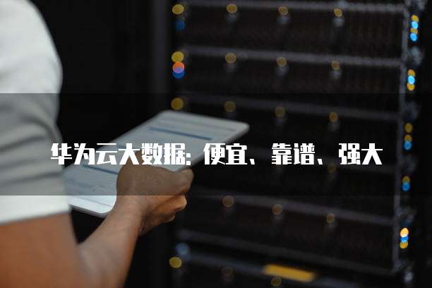华为云大数据: 便宜、靠谱、强大