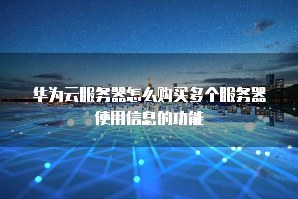 华为云服务器怎么购买多个服务器使用信息的功能