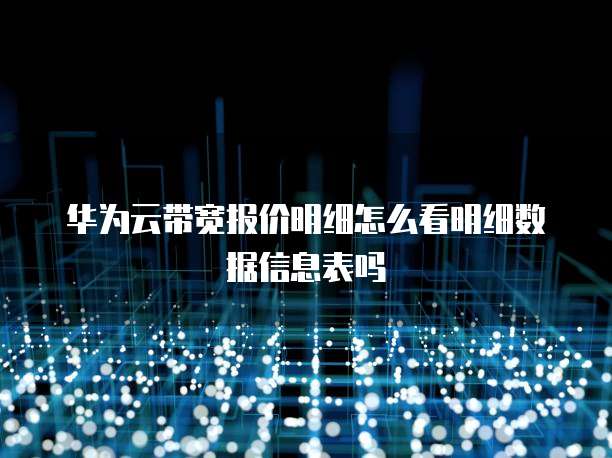 华为云带宽报价明细怎么看明细数据信息表吗