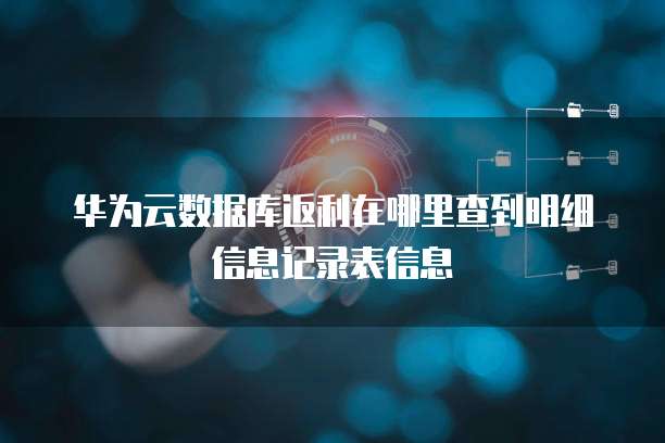 华为云数据库返利在哪里查到明细信息记录表信息