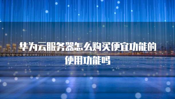 华为云服务器怎么购买便宜功能的使用功能吗