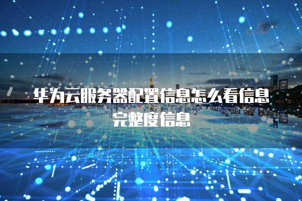 华为云服务器配置信息怎么看信息完整度信息