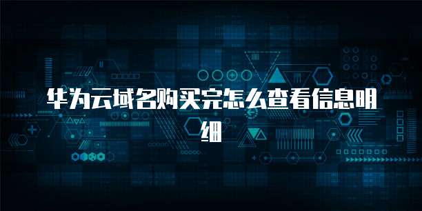 华为云域名购买完怎么查看信息明细