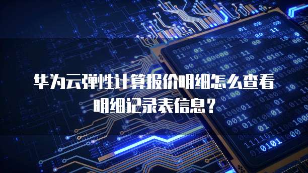 华为云弹性计算报价明细怎么查看明细记录表信息?