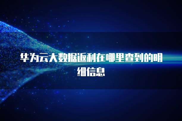 华为云大数据返利在哪里查到的明细信息