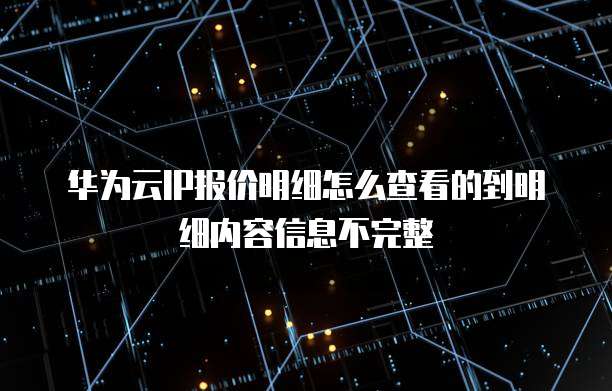 华为云IP报价明细怎么查看的到明细内容信息不完整