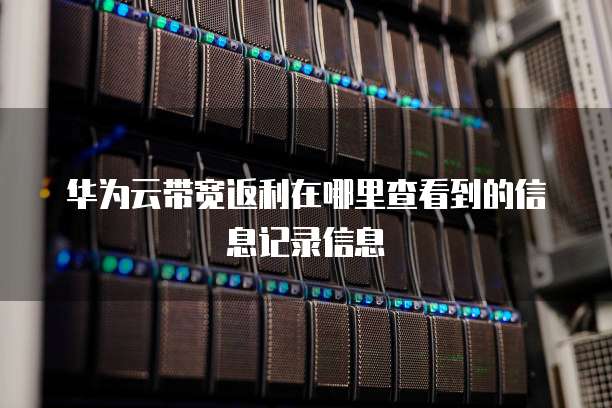华为云带宽返利在哪里查看到的信息记录信息
