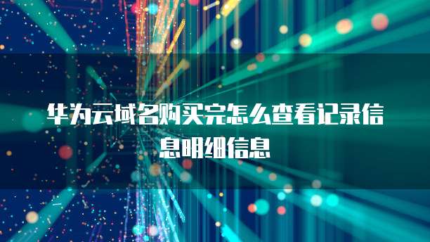 华为云域名购买完怎么查看记录信息明细信息