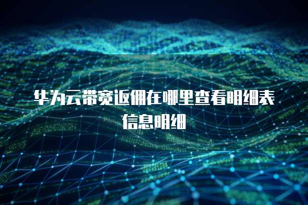 华为云带宽返佣在哪里查看明细表信息明细