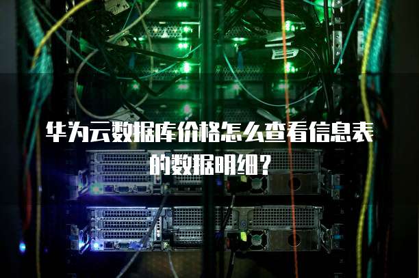 华为云数据库价格怎么查看信息表的数据明细?