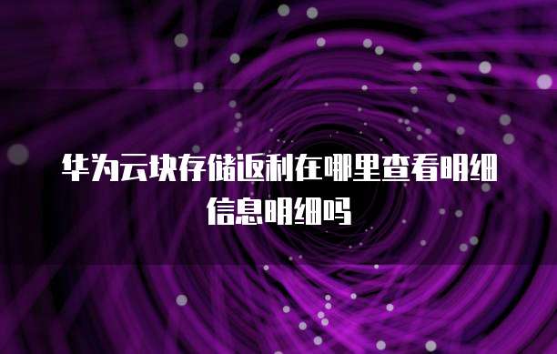华为云块存储返利在哪里查看明细信息明细吗