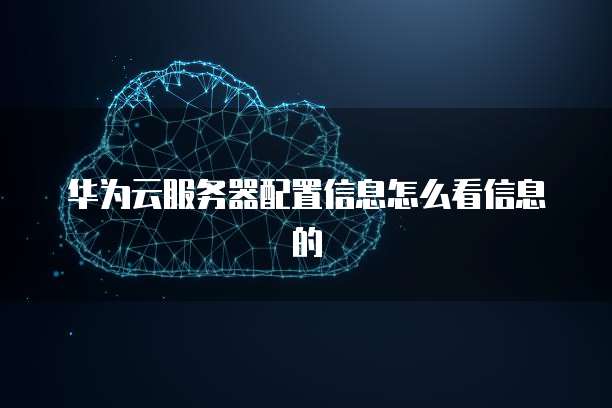 华为云服务器配置信息怎么看信息的