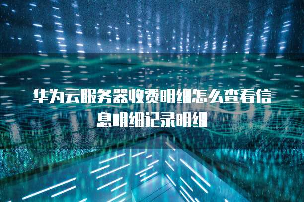 华为云服务器收费明细怎么查看信息明细记录明细
