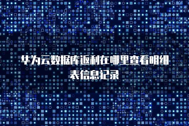 华为云数据库返利在哪里查看明细表信息记录
