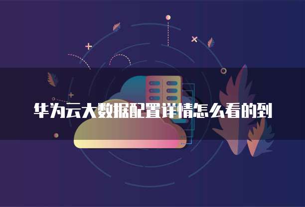 华为云大数据配置详情怎么看的到