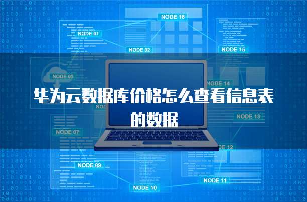 华为云数据库价格怎么查看信息表的数据
