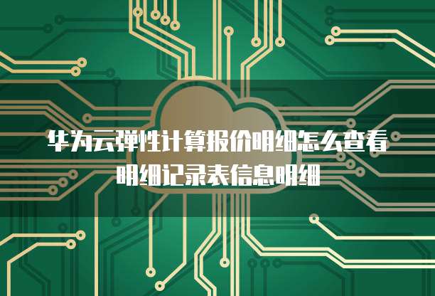 华为云弹性计算报价明细怎么查看明细记录表信息明细