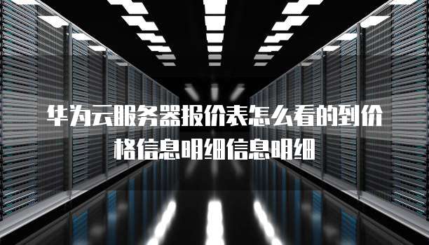 华为云服务器报价表怎么看的到价格信息明细信息明细