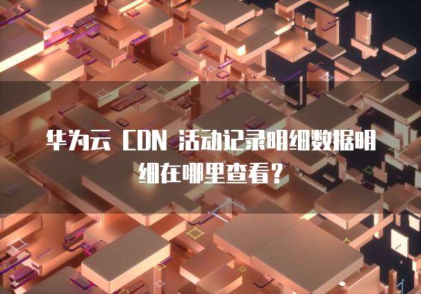 华为云 CDN 活动记录明细数据明细在哪里查看?