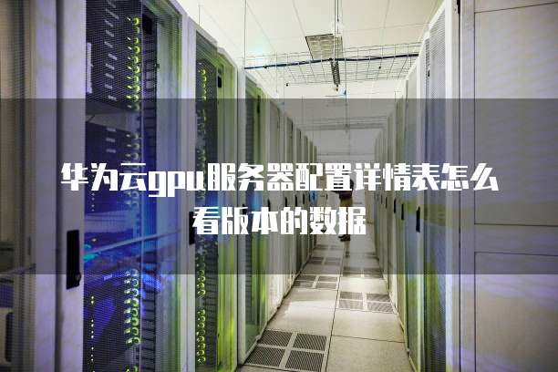 华为云gpu服务器配置详情表怎么看版本的数据
