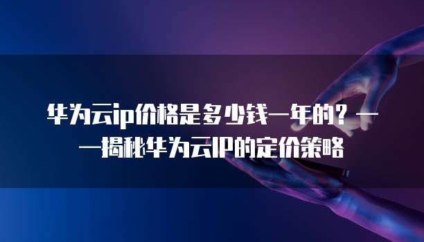 华为云ip价格是多少钱一年的?——揭秘华为云IP的定价策略
