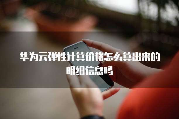 华为云弹性计算价格怎么算出来的明细信息吗
