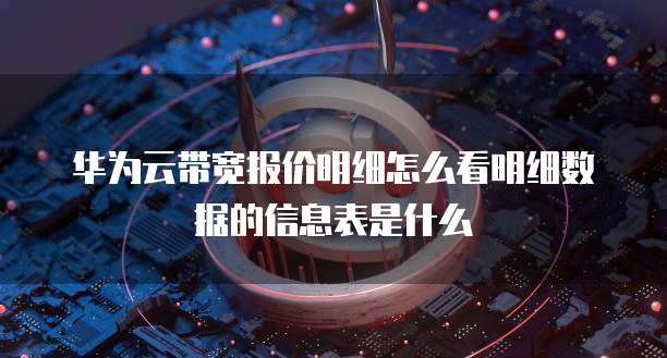 华为云带宽报价明细怎么看明细数据的信息表是什么