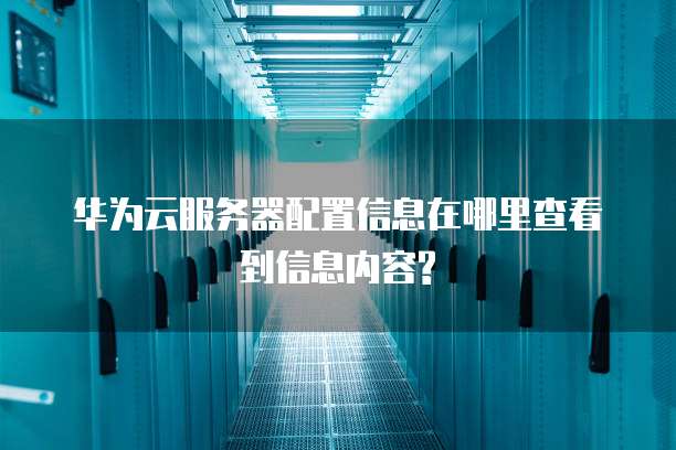 华为云服务器配置信息在哪里查看到信息内容?