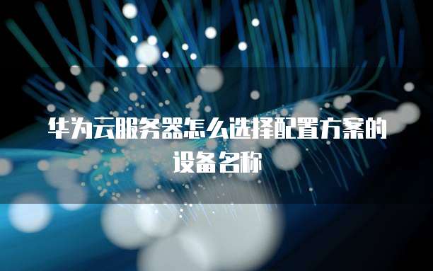 华为云服务器怎么选择配置方案的设备名称