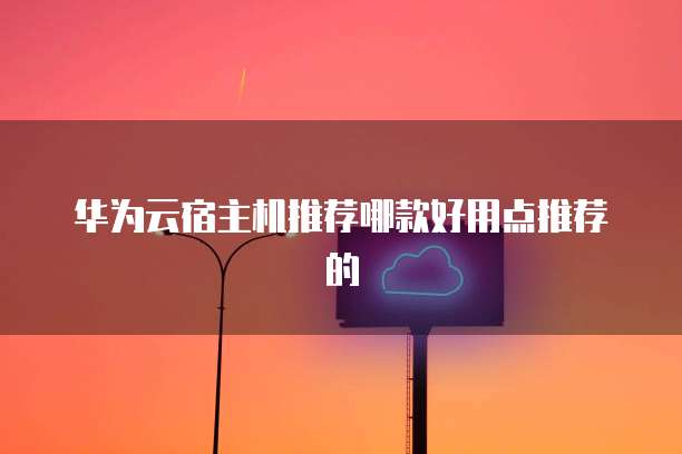 华为云宿主机推荐哪款好用点推荐的