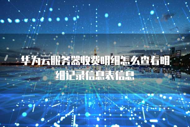 华为云服务器收费明细怎么查看明细记录信息表信息