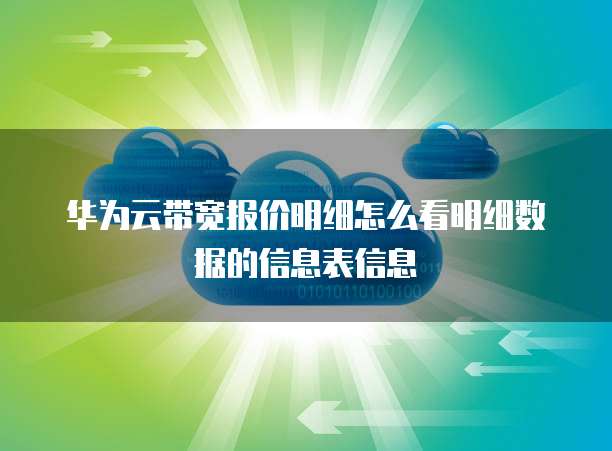 华为云带宽报价明细怎么看明细数据的信息表信息