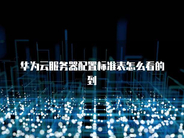 华为云服务器配置标准表怎么看的到