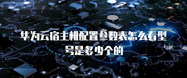 华为云宿主机配置参数表怎么看型号是多少个的