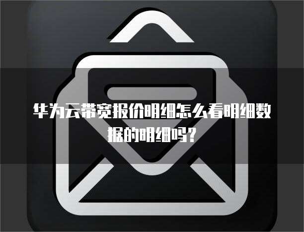 华为云带宽报价明细怎么看明细数据的明细吗？