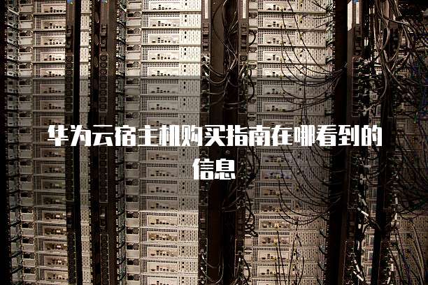 华为云宿主机购买指南在哪看到的信息