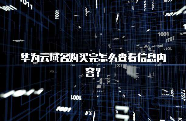 华为云域名购买完怎么查看信息内容？