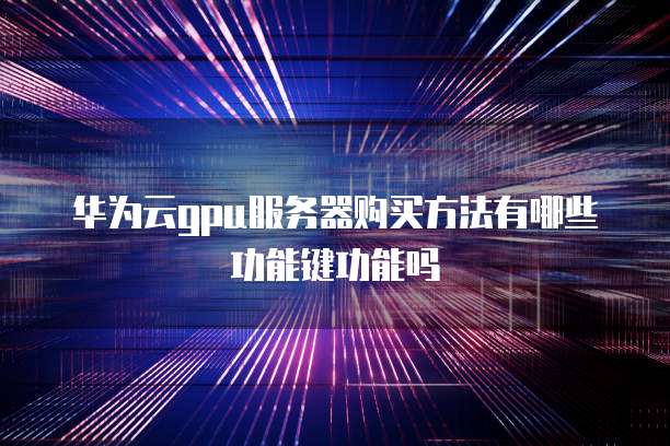 华为云gpu服务器购买方法有哪些功能键功能吗
