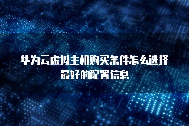 华为云虚拟主机购买条件怎么选择最好的配置信息