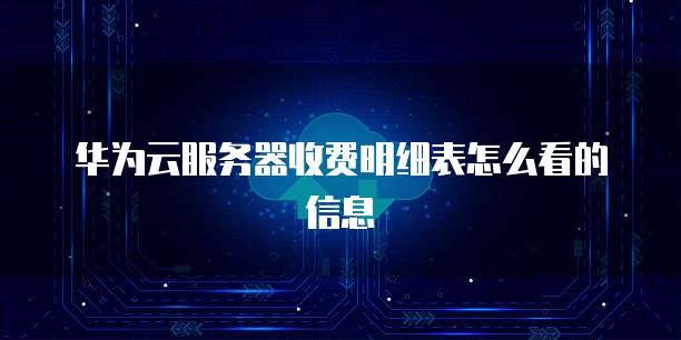 华为云服务器收费明细表怎么看的信息