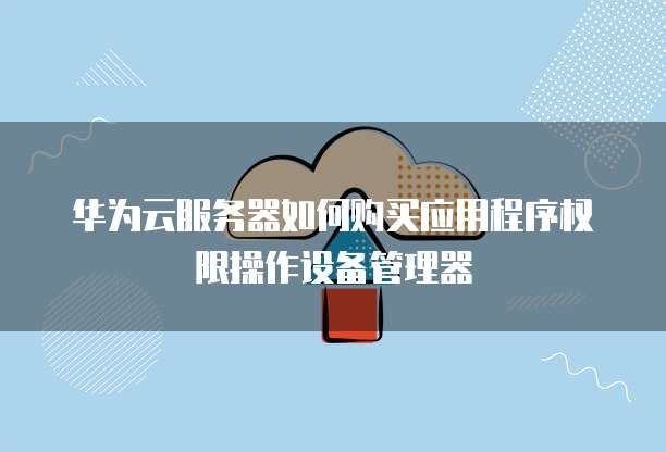 华为云服务器如何购买应用程序权限操作设备管理器