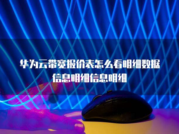 华为云带宽报价表怎么看明细数据信息明细信息明细