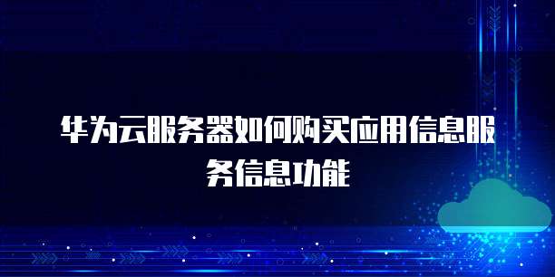 华为云服务器如何购买应用信息服务信息功能