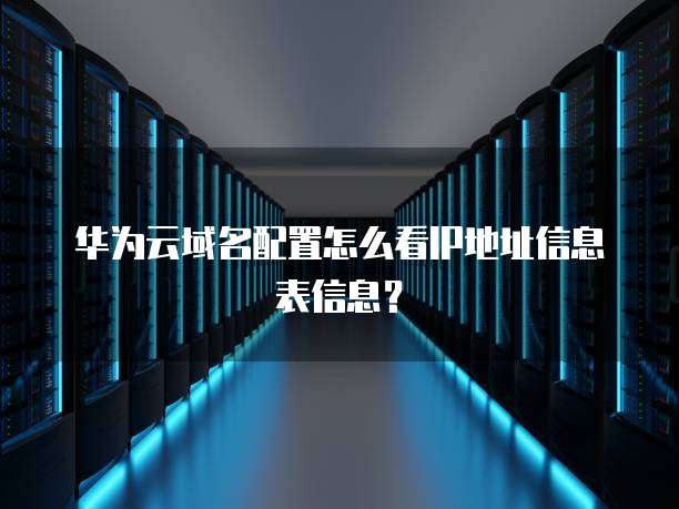 华为云域名配置怎么看IP地址信息表信息?