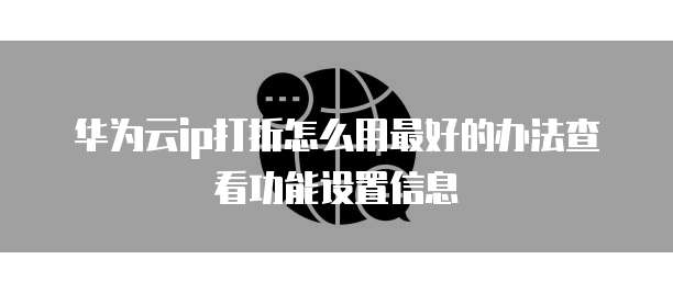 华为云ip打折怎么用最好的办法查看功能设置信息