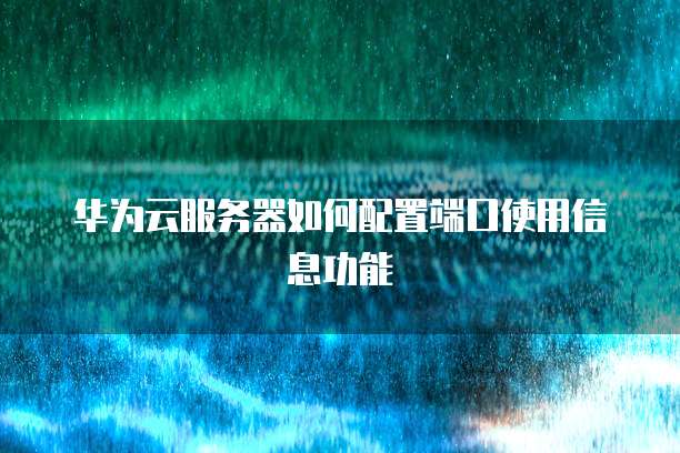 华为云服务器如何配置端口使用信息功能