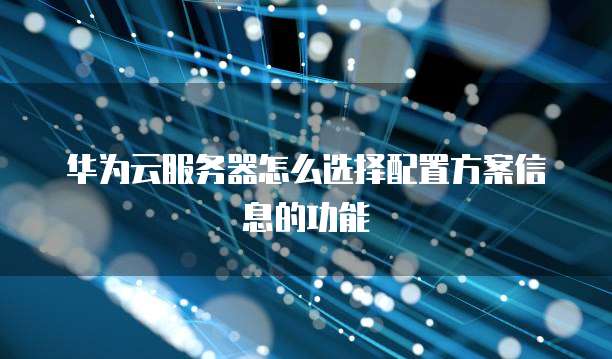 华为云服务器怎么选择配置方案信息的功能