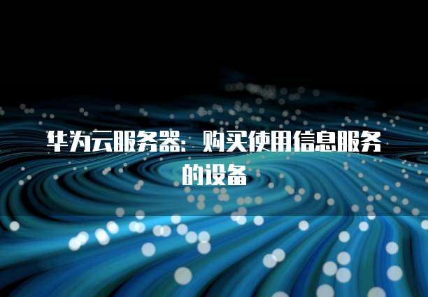 华为云服务器:购买使用信息服务的设备