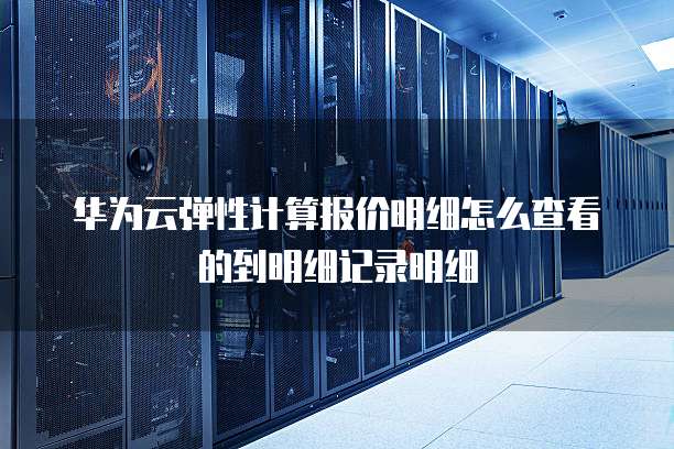 华为云弹性计算报价明细怎么查看的到明细记录明细